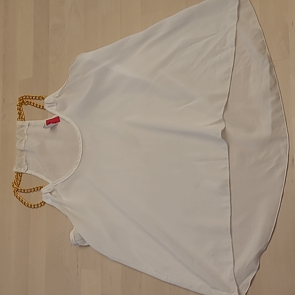 Analogy White Gold Chain Tank top Semi-sheer Blouse